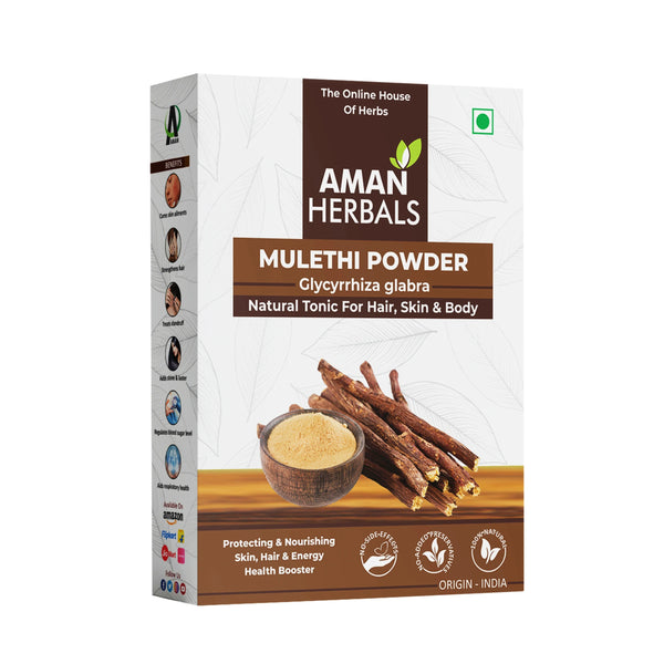 mulethi powder, licorice root powder, skin brightening herb, mulethi for hair