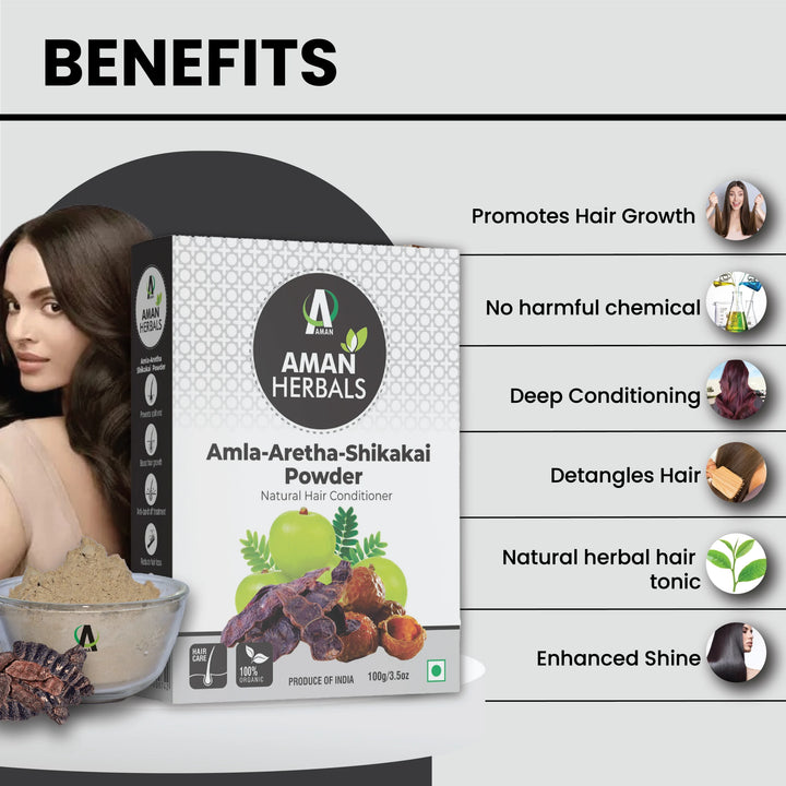 amla reetha shikakai powder, herbal hair mix, hair growth pack, ayurvedic hair care