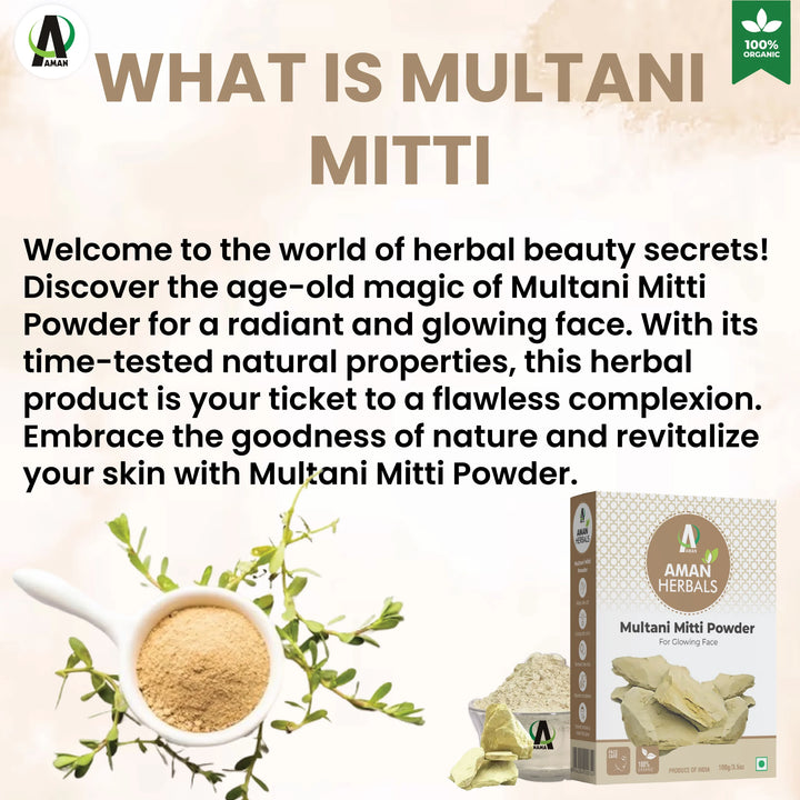 Multani Mitti powder, Fuller's Earth, deep cleansing, natural face pack, oil control, skin detox, clay mask, pore unclogging, Ayurvedic skincare, skin purification