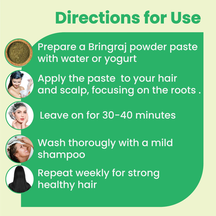 Bhringraj powder, hair growth remedy, Ayurvedic hair care, natural hair treatment, scalp health, herbal hair tonic, hair fall control, organic hair powder, hair strengthening, dandruff remedy
