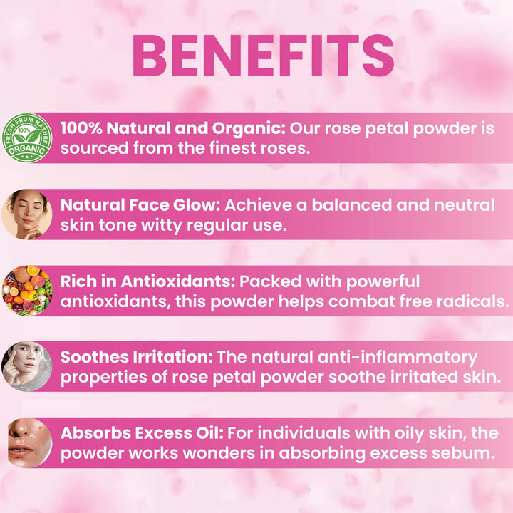 rose petal powder, skin glow, face pack, rose powder for skin, natural skincare, dry skin remedy, rose extract powder, floral skincare, radiant skin, rose mask