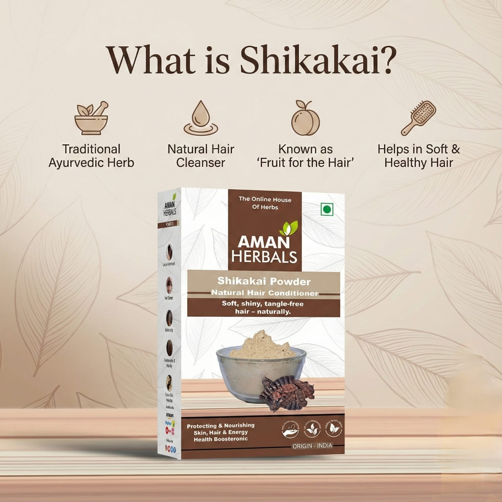 AMAN HERBALS Shikakai Pods (Raw) | 100% Natural & Sun-Dried | For Healthy Hair & Scalp Care 200GM