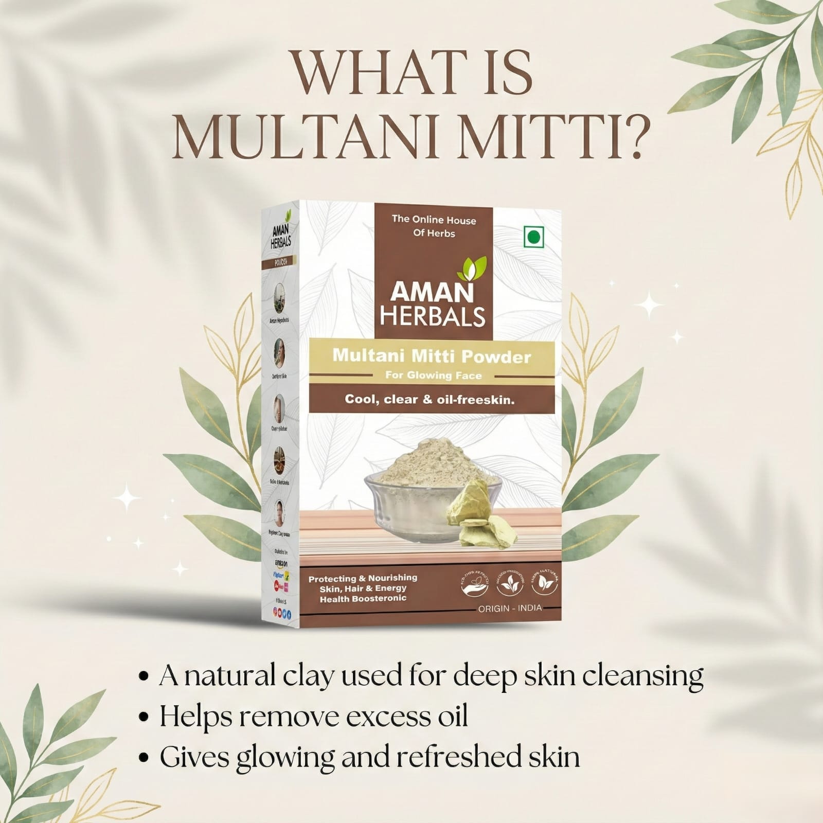 100% Pure and Natural Multani Mitti Powder for Face & Skin Glow