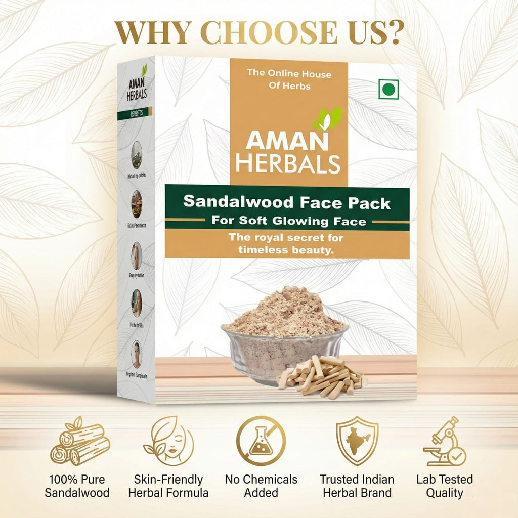 100% Pure and Natural Sandalwood/Chandan Powder for Face & Skin Glow