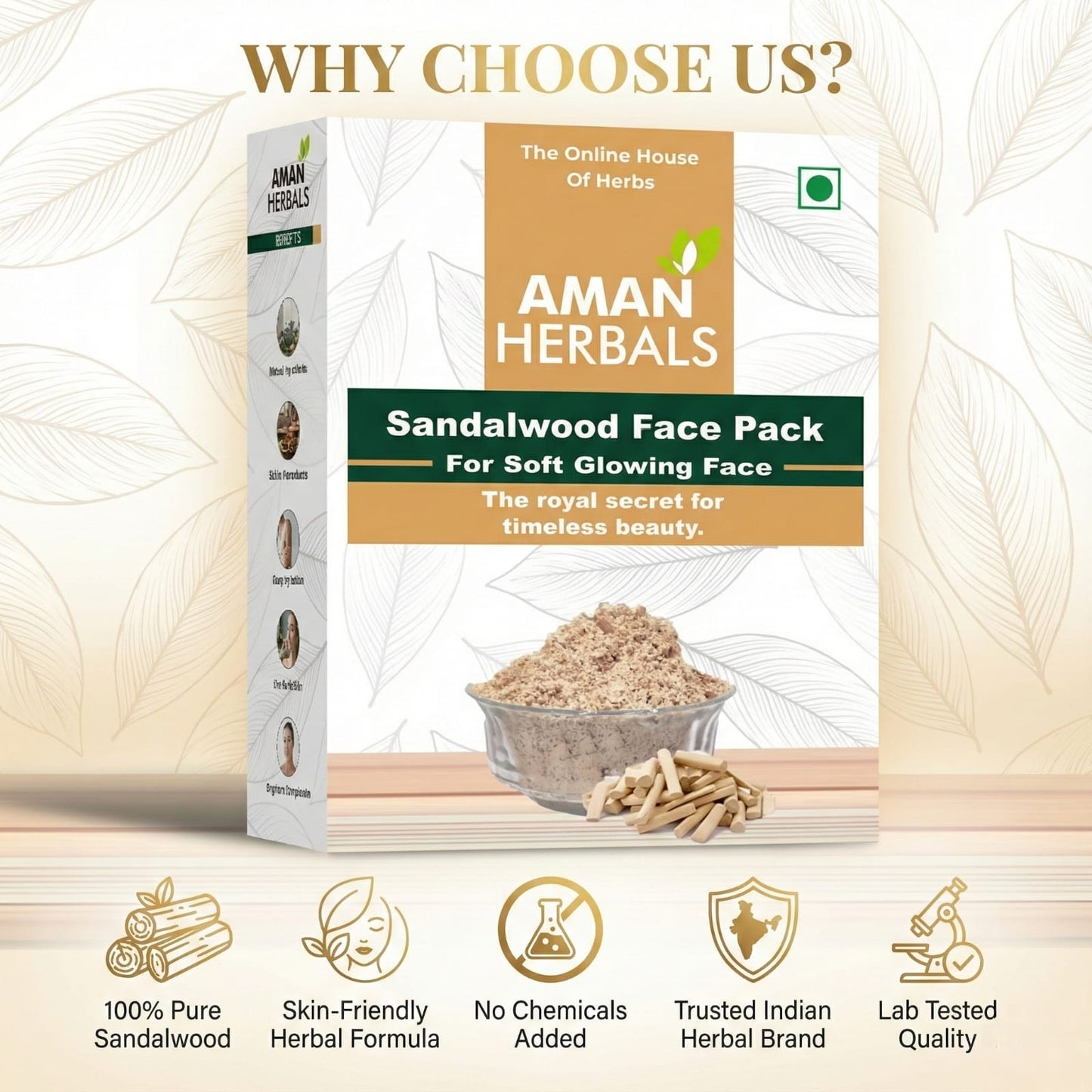 100% Pure and Natural Sandalwood/Chandan Powder for Face & Skin Glow