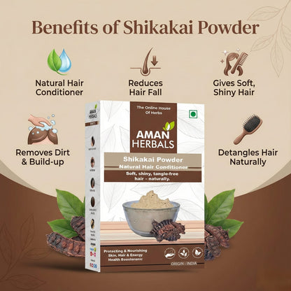 AMAN HERBALS Shikakai Pods (Raw) | 100% Natural & Sun-Dried | For Healthy Hair & Scalp Care 200GM