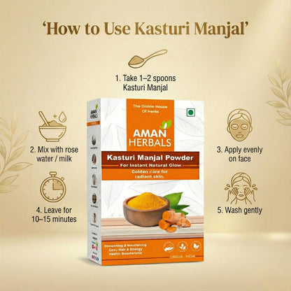 Organic Natural Kasturi Manjal (Haldi) Powder for Face and Skin