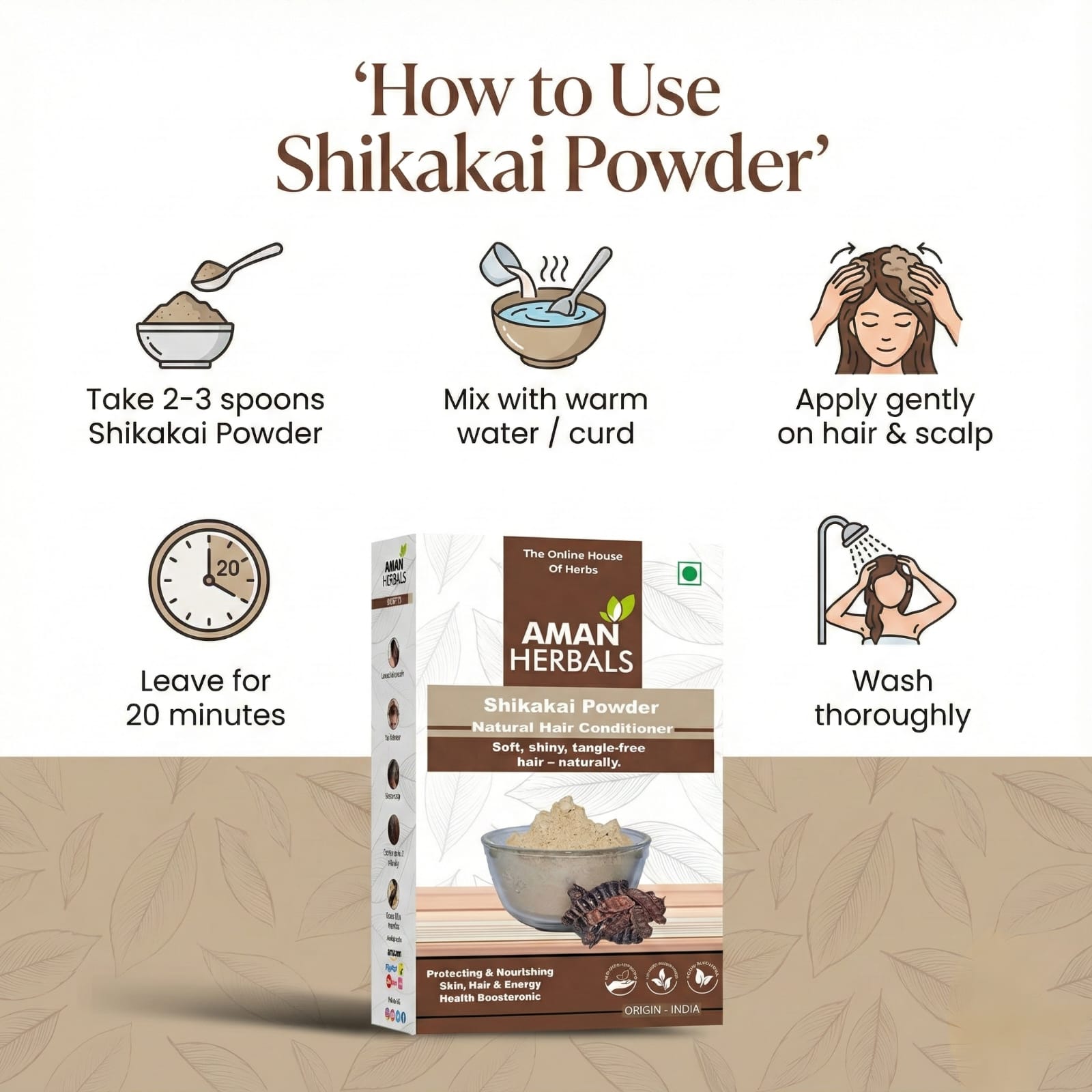 AMAN HERBALS Shikakai Pods (Raw) | 100% Natural & Sun-Dried | For Healthy Hair & Scalp Care 200GM