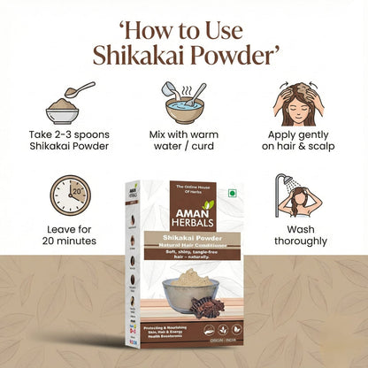 AMAN HERBALS Shikakai Pods (Raw) | 100% Natural & Sun-Dried | For Healthy Hair & Scalp Care 200GM