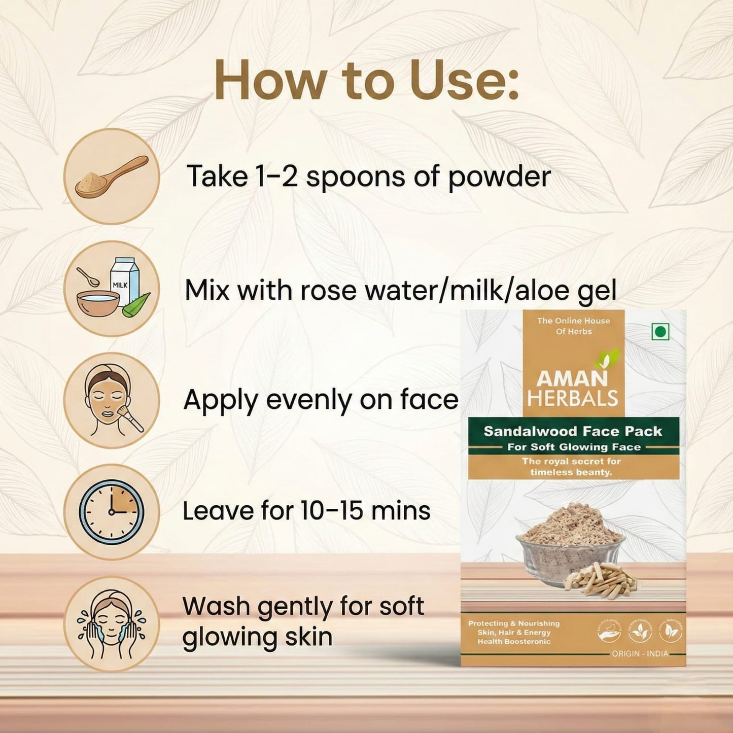 100% Pure and Natural Sandalwood/Chandan Powder for Face & Skin Glow