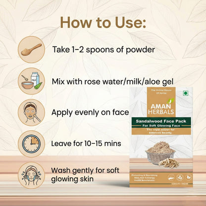 100% Pure and Natural Sandalwood/Chandan Powder for Face & Skin Glow