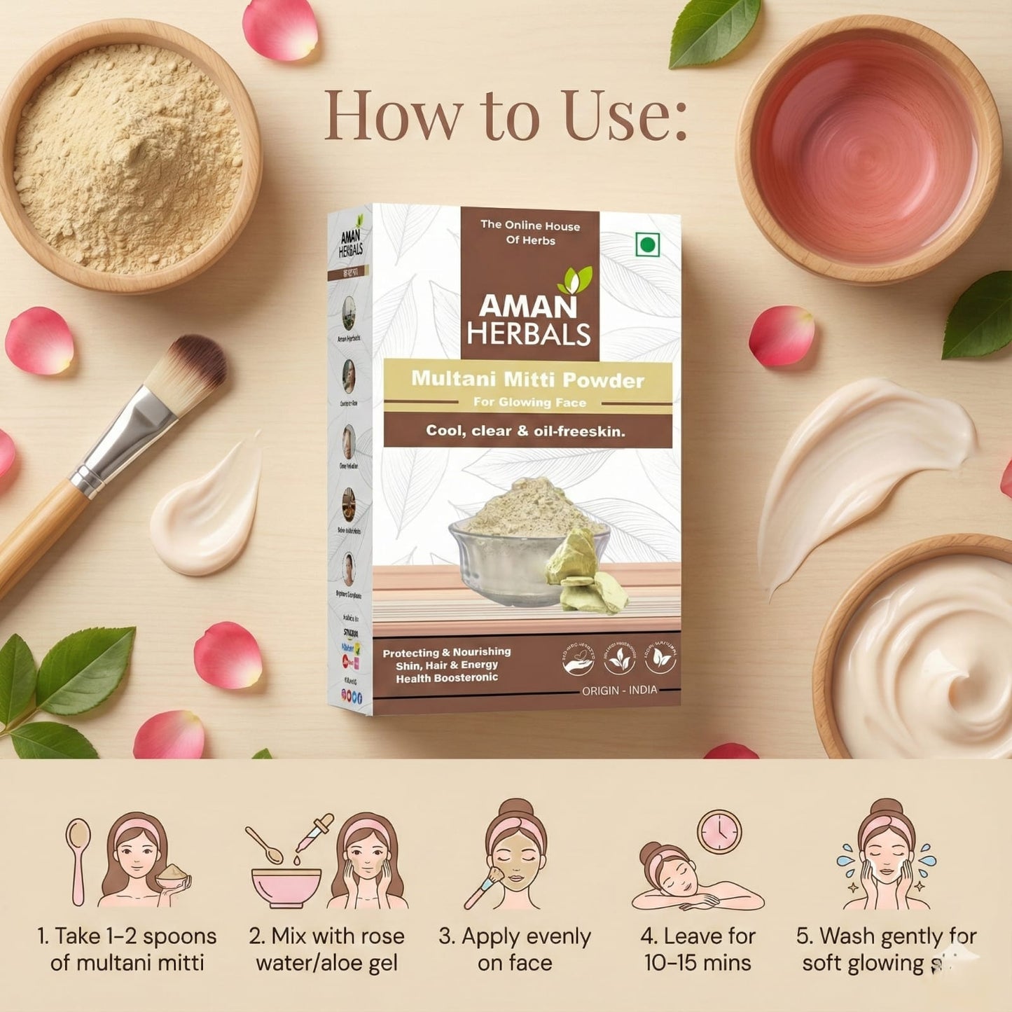 100% Pure and Natural Multani Mitti Powder for Face & Skin Glow