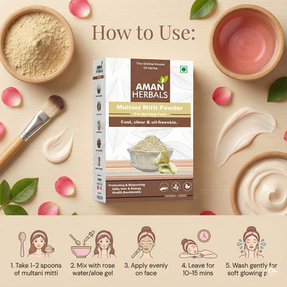 100% Pure and Natural Multani Mitti Powder for Face & Skin Glow