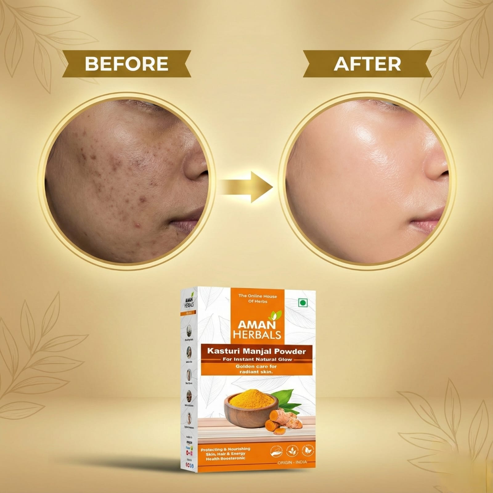 Organic Natural Kasturi Manjal (Haldi) Powder for Face and Skin