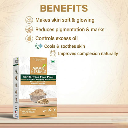 100% Pure and Natural Sandalwood/Chandan Powder for Face & Skin Glow