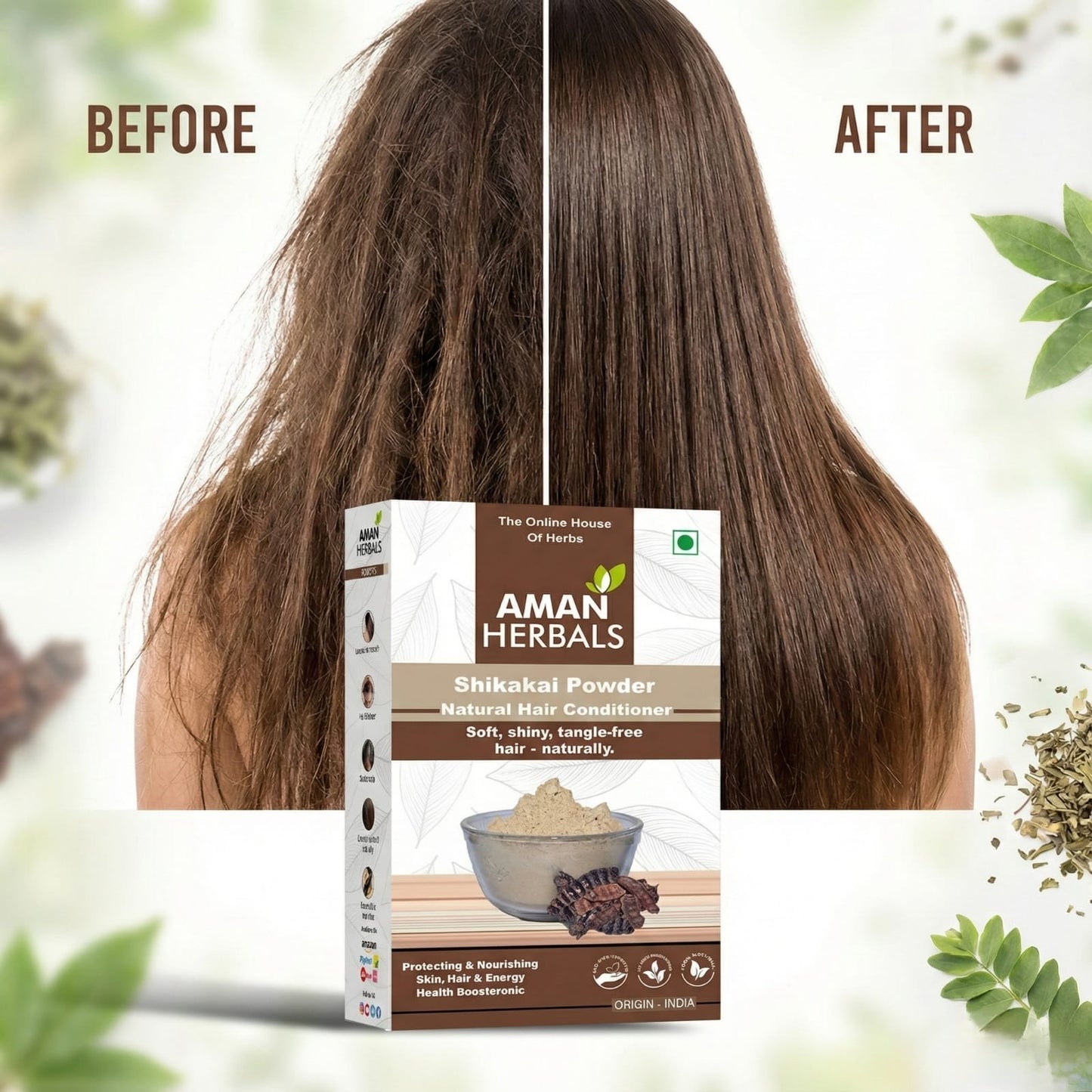 AMAN HERBALS Shikakai Pods (Raw) | 100% Natural & Sun-Dried | For Healthy Hair & Scalp Care 200GM