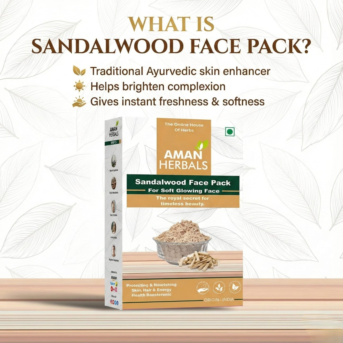 100% Pure and Natural Sandalwood/Chandan Powder for Face & Skin Glow