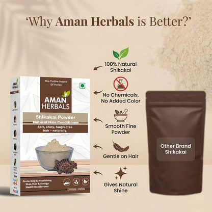AMAN HERBALS Shikakai Pods (Raw) | 100% Natural & Sun-Dried | For Healthy Hair & Scalp Care 200GM