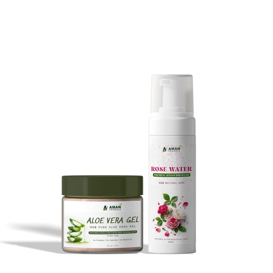 100% Pure and Natural Alovera Gel & Rose Water 2 in 1 Combo Pack