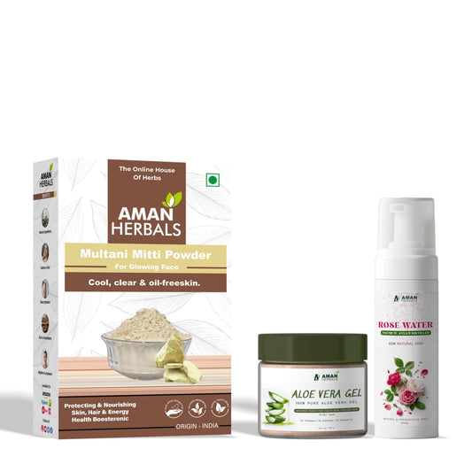 100% Pure & Natural Multani Mitti Powder With Alovera Gel & Rose Water