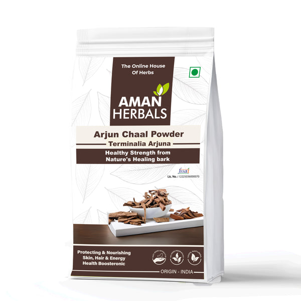AMAN HERBALS Arjun Chaal Powder | 100% Natural & Pure Terminalia Arjuna Bark | Herbal Heart Support 200GM - AMANHERBAL