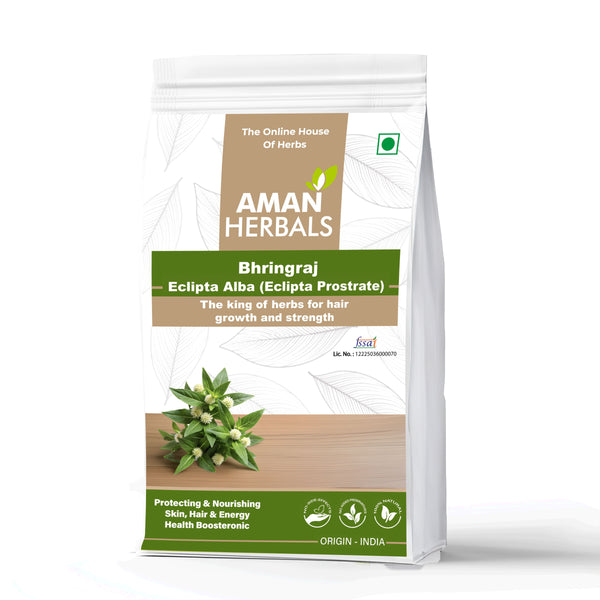 AMAN HERBALS Bhringraj Raw Leaves | 100% Natural & Sun-Dried Eclipta Alba | Ayurvedic Hair & Liver Care 200GM - AMANHERBAL