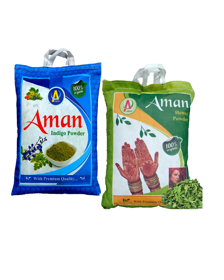 aman combo pack, henna indigo combo, herbal hair color pack, black hair dye