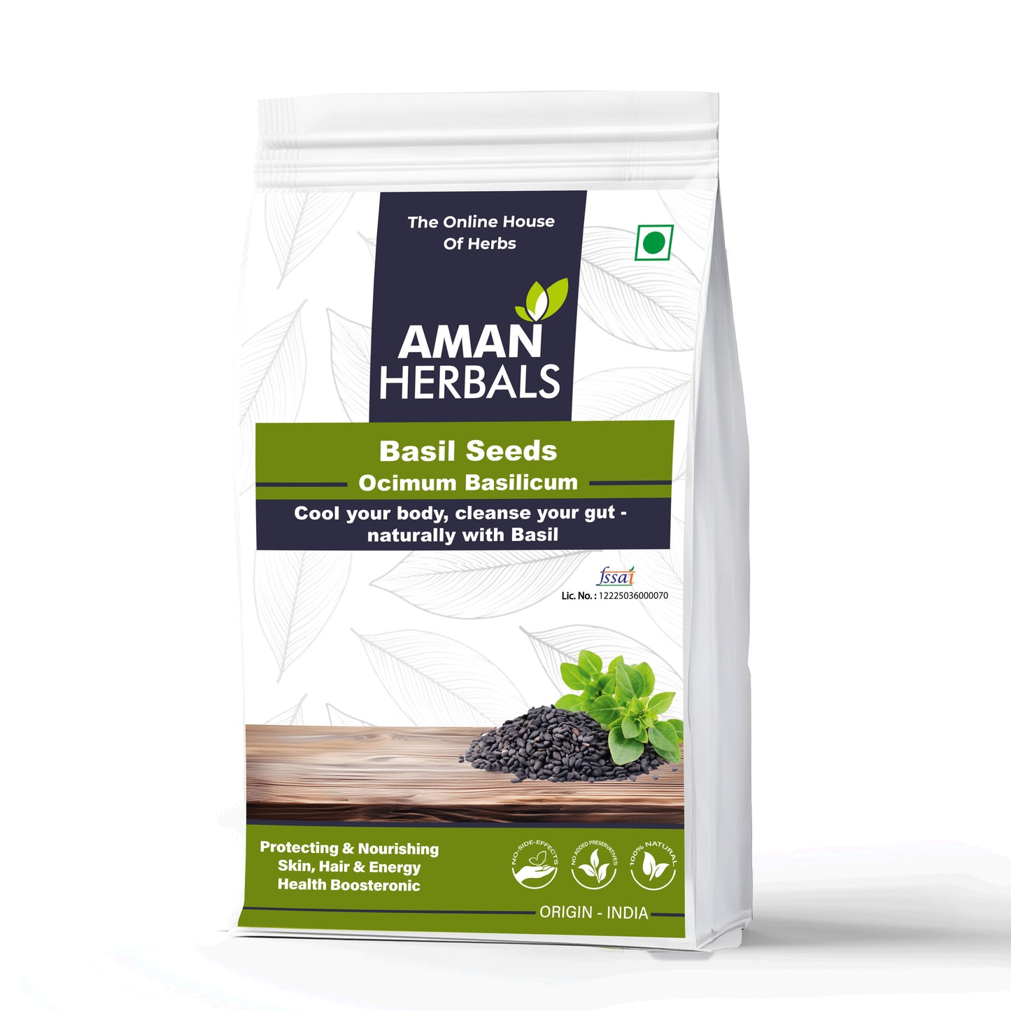 Aman Herbals 100% Pure Basil Seeds (Ocimum Basilicum) | Natural Sabja Seeds for Weight Loss, Digestion & Cooling 200gm - AMANHERBAL