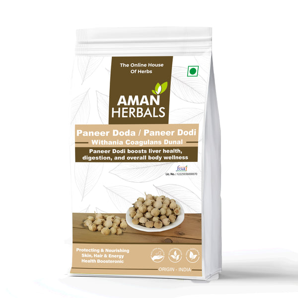Aman Herbals Paneer Dodi (Withania Coagulans), Natural Herb for Sugar Control and Liver Health, 200gm - AMANHERBAL