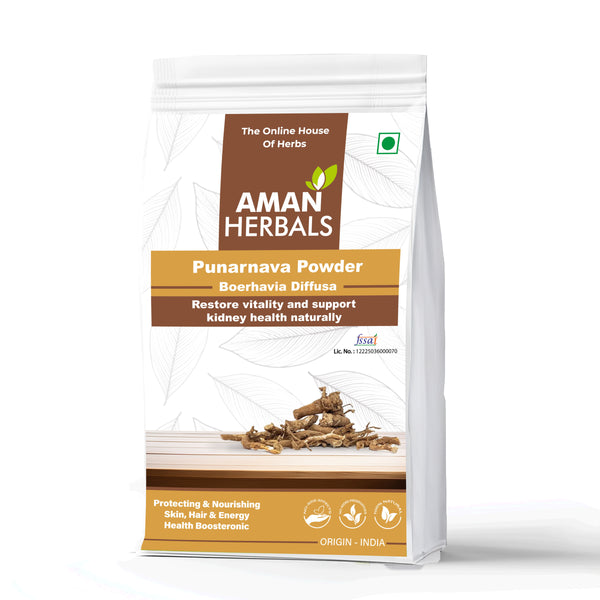 Aman Herbals Punarnava Powder (Boerhavia Diffusa), Natural Ayurvedic Herb for Kidney Health, 200gm - AMANHERBAL