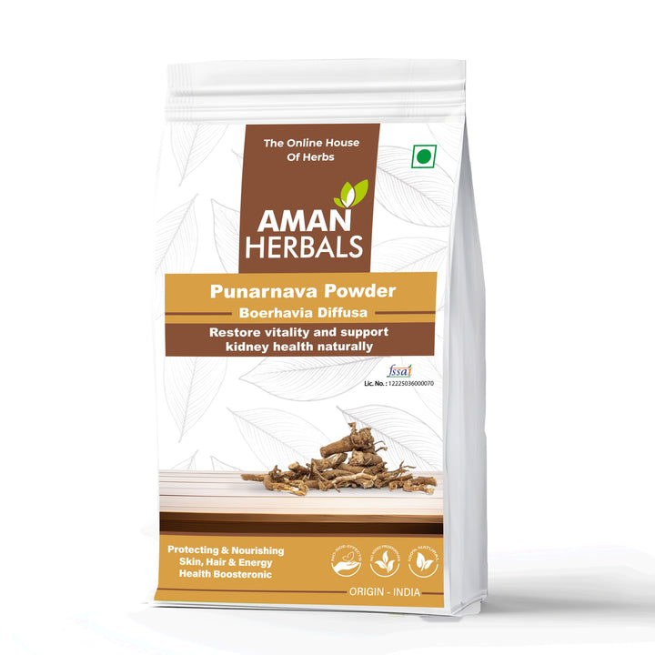 Aman Herbals Punarnava Powder (Boerhavia Diffusa), Natural Ayurvedic Herb for Kidney Health, 200gm - AMANHERBAL