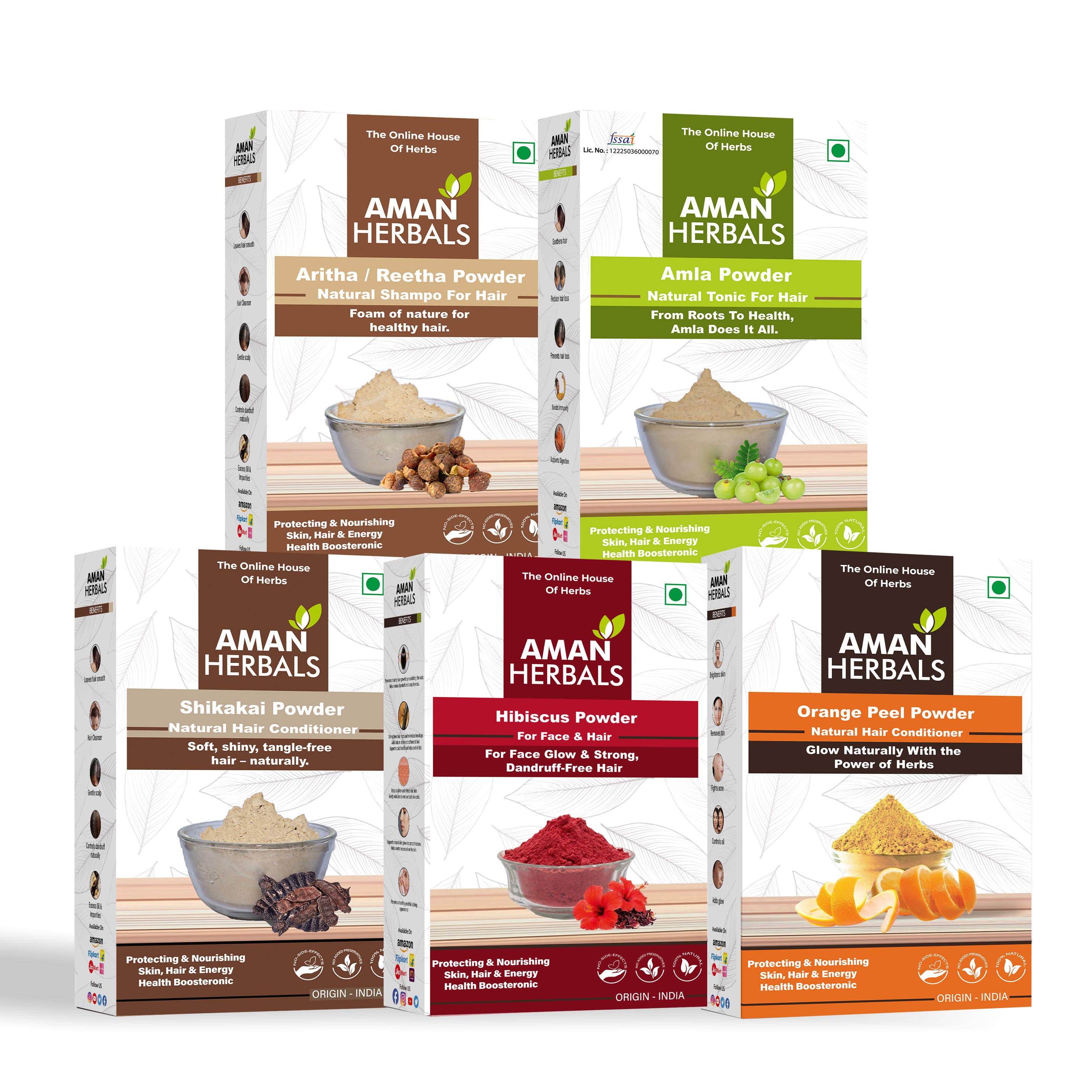 100% Natural Organic Amla, Reetha, Shikakai, Hibiscus & Bhringraj Powder