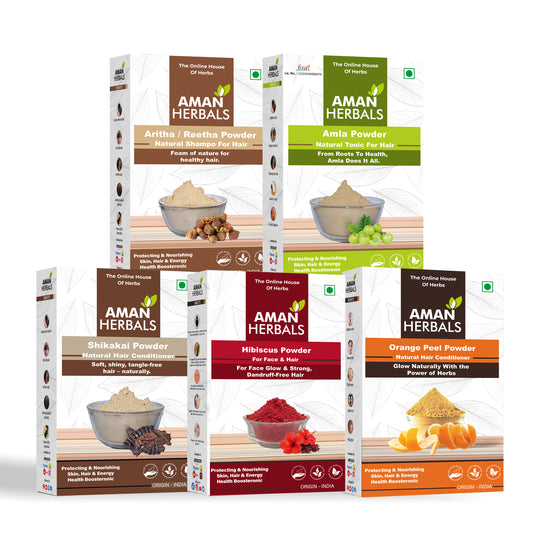 100% Natural Organic Amla, Reetha, Shikakai, Hibiscus & Bhringraj Powder