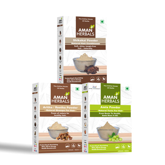 100% Pure and Natural Organic Amla, Reetha & Shikakai Powder
