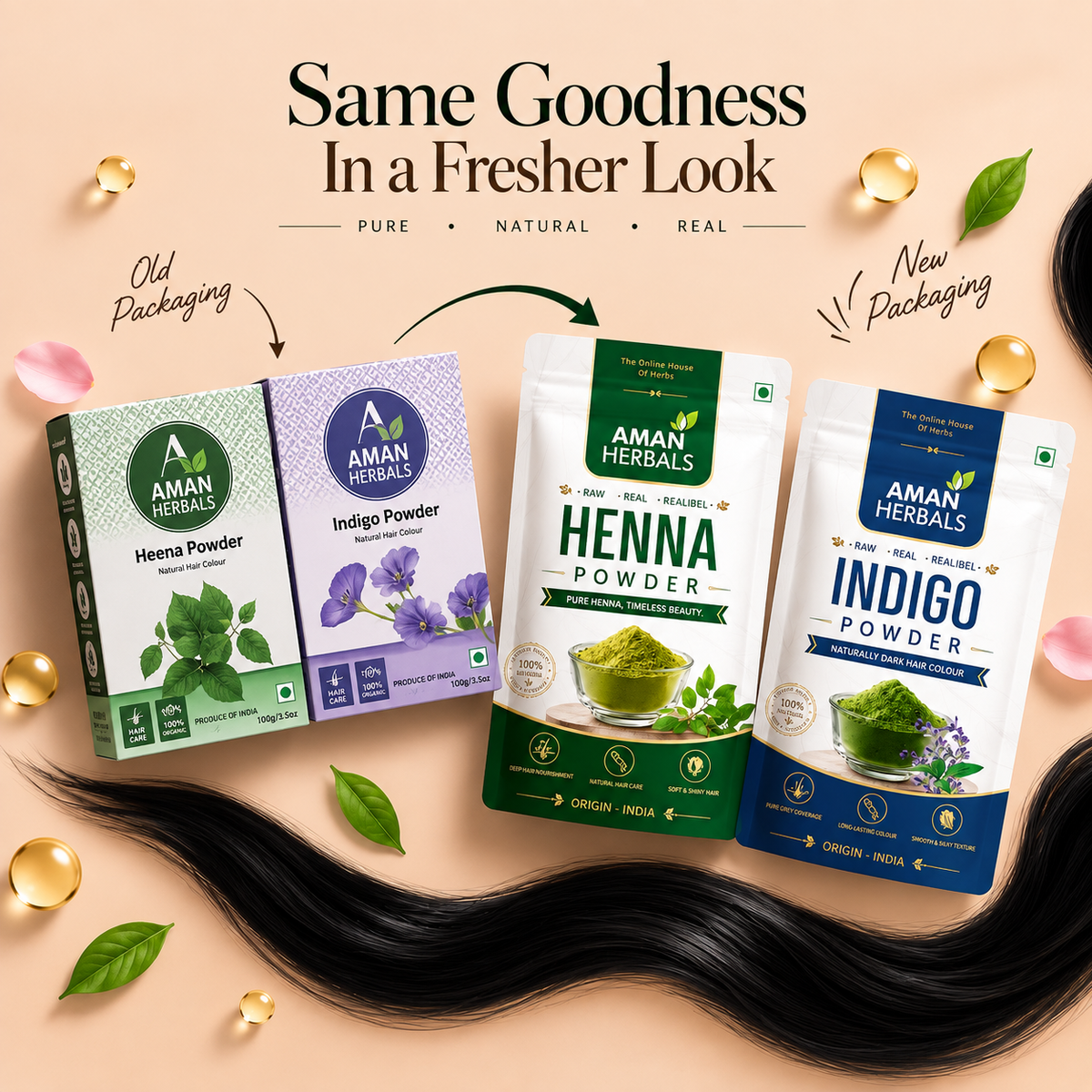 Natural Hair Colour.      Henna Indigo Powder Combo Pack