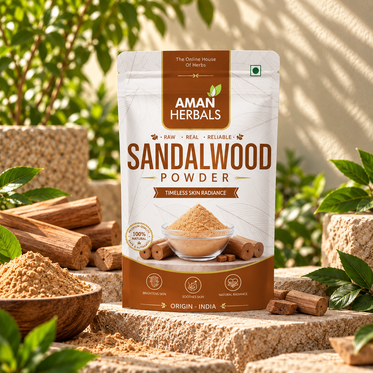 100% Pure and Natural Sandalwood/Chandan Powder for Face & Skin Glow