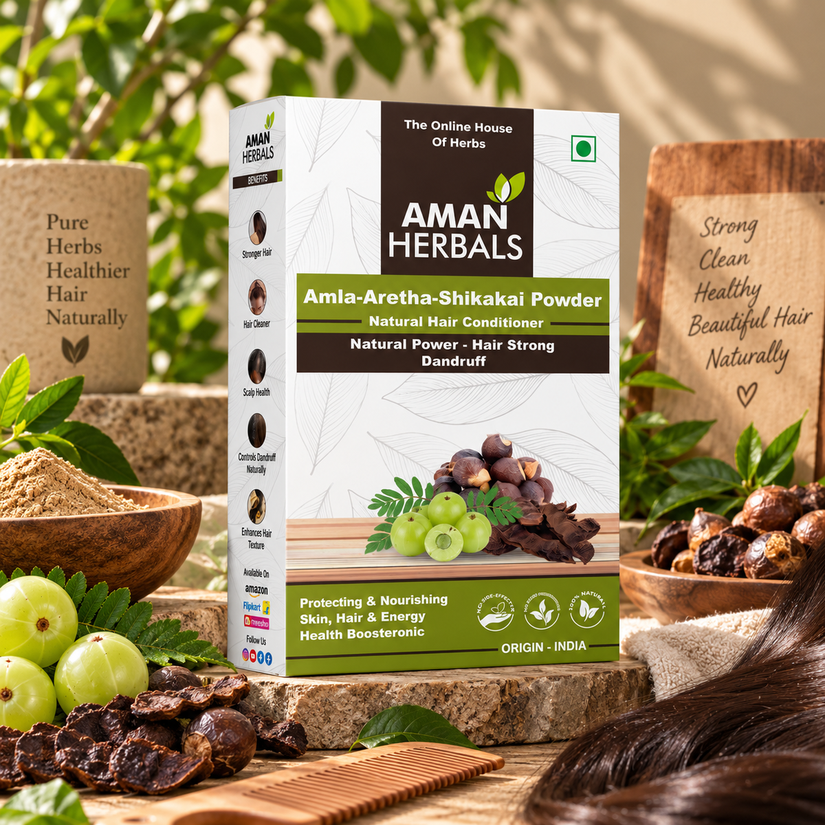 Amla Reetha Shikakai Hair Care Powder | Natural Hair Growth Cleanser