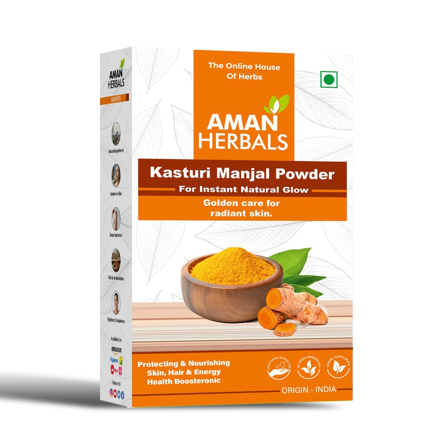 Organic Natural Kasturi Manjal (Haldi) Powder for Face and Skin