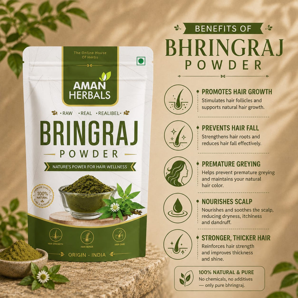 Bhringraj Powder for Hair Organic Growth (100gm)| Bringha powder(Pure & Stemless)