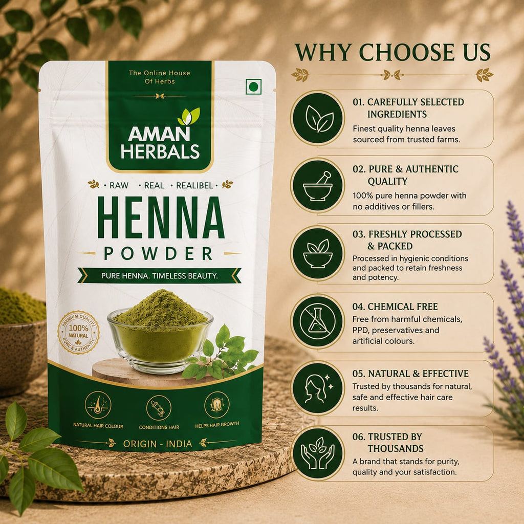 100% Pure and Natural Organic Henna/Mehndi Powder For Black Hair