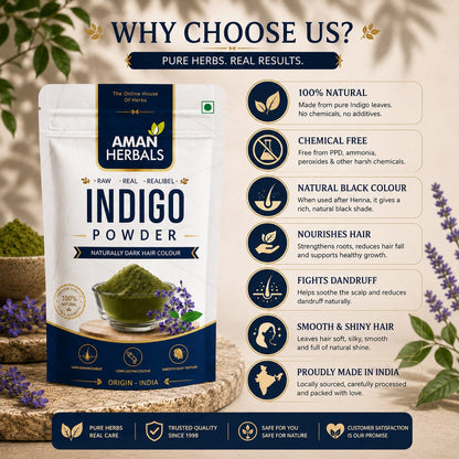 100% Pure and Natural Organic & Herbal Indigo Powder for Black Hair