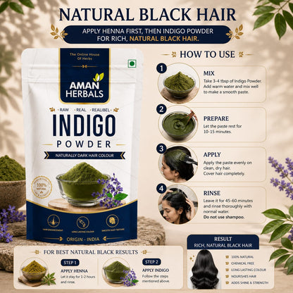 100% Pure and Natural Organic & Herbal Indigo Powder for Black Hair