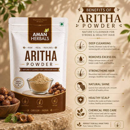 100% Pure and Organic Natural Reetha (Aretha) Powder for Hair Growth