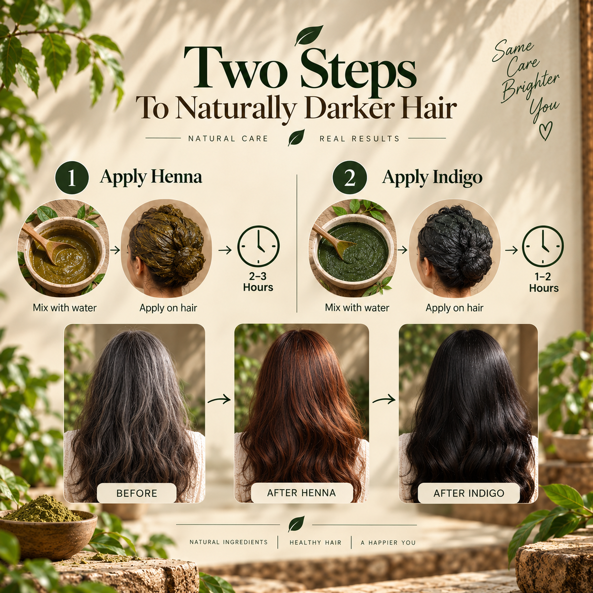 Natural Hair Colour.      Henna Indigo Powder Combo Pack
