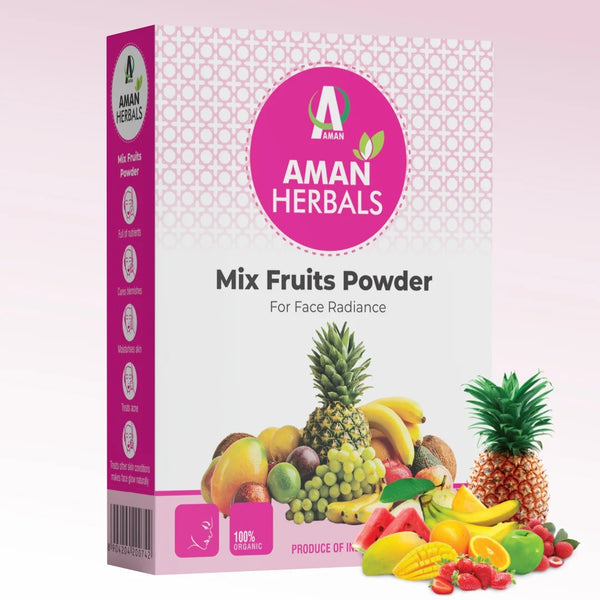 mix fruit powder, fruit face pack, glowing skin powder, natural fruit blend for face