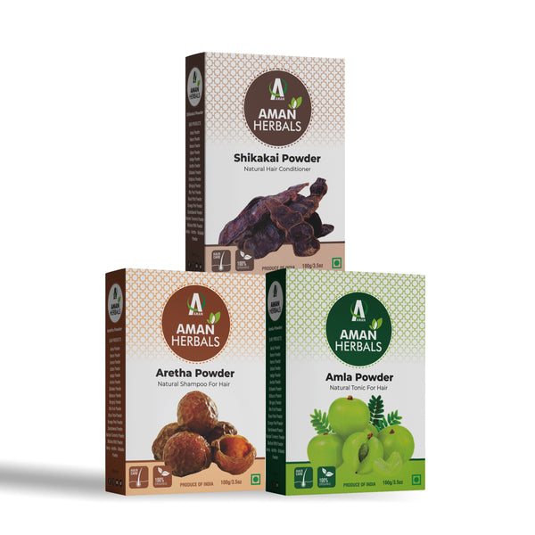 100% Pure and Natural Organic Amla, Reetha & Shikakai Powder