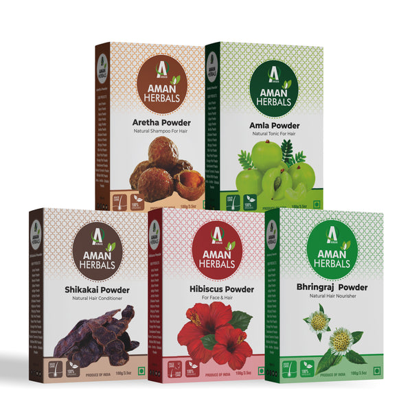 100% Natural Organic Amla, Reetha, Shikakai, Hibiscus & Bhringraj Powder